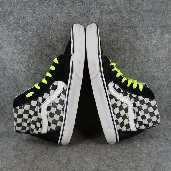 Vans Shoes Womens 9.5 Sk8 Hi Sneakers Checkered Suede Canvas Black White Casual - Picture 12 of 14